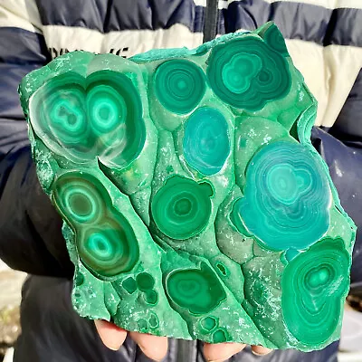 4LB Natural Glossy Malachite Cat Eye Transparent Cluster Rough Mineral Sample • $0.99