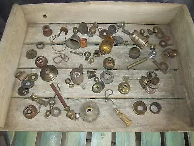 Antique Brass & Metal Chandelier Lamp Parts Sockets Finials 3 LB / Box 7594 • $16