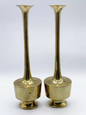 £169.99 • Buy Antique Chinese Bronze Slender Top Vases With Dragon Engraving Pair