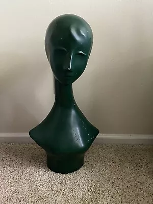 Vintage 21” MCM Green Plastic Female Mannequin Head Commercial Retail Display • $85