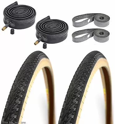  2-Pack Panaracer Pasela Skinwall 27x1-1/4  Road Bike Tires Tubes Rim Strips Kit • $43.85
