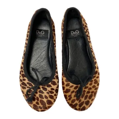 D&G Junior Pony Hair Animal Print Ballet Flats EU31 ($435) • $99