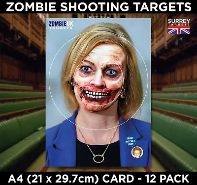 Zombie Liz Truss Shooting Targets Air Rifle Pistol A4 Size Halloween 12 Pack • £5.99