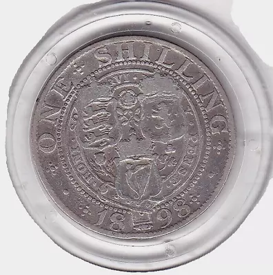 1898   Queen  Victoria  Shilling  (1/-)  Silver  (92.5%) Coin • $7