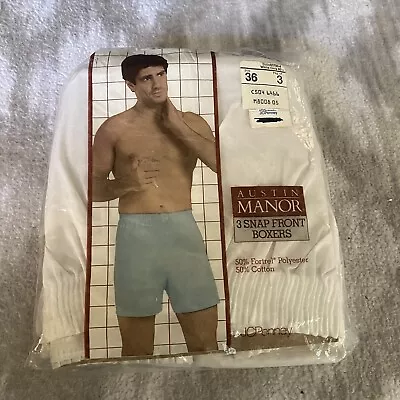 Vintage NIP Austin Manor JCPenny 3 Boxer Shorts Set Sz 36 White New Old Stock • $46.74