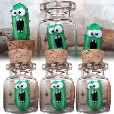 Miniature Glass Screaming Pickle In A Bottle Funny Emotional Support Jars Gift • £5.39