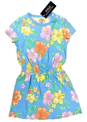£37.99 • Buy RALPH LAUREN Girls Blue Floral Hibiscus DRESS 3/4Y