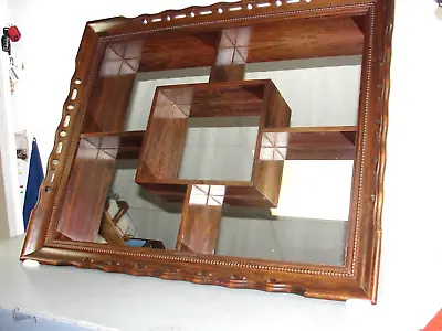 Mahogany Wood Frame Mirrored Display Shelf Wall Hanging Shadowbox Curio Antique • $289.90