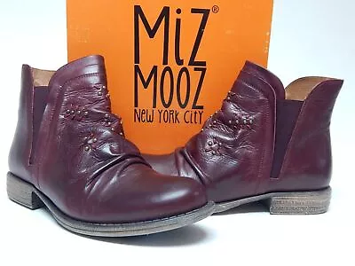 Miz Mooz Limit Size EU 38 W WIDE (US 7.5-8) Women's Leather Ankle Boots Bordeaux • $83.99