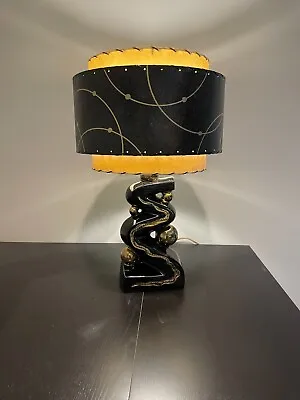 Mid Century Vintage Style 3 Tier Fiberglass Lamp Shade Modern Atomic Retro Blk G • $150