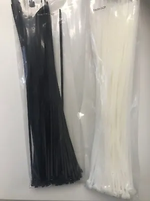 £13.25 • Buy 100 Cable Ties White Black 100mm,140mm,200mm,300mm 370mm 500 Nylon Zip Wrap Ties