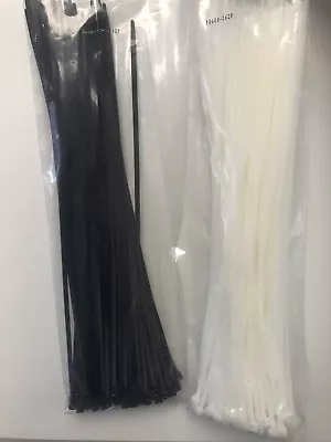 100 Cable Ties White Black 100mm140mm200mm300mm 370mm 500 Nylon Zip Wrap Ties • £7.95