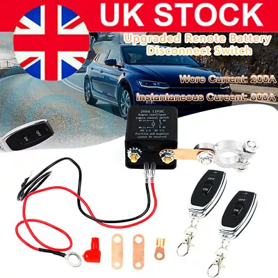 Car Battery Disconnect Cut Off Isolator Master Switch W/ Wireless Remote Control • £14.99