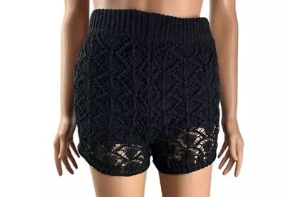 Zara Shorts Black Embroidered Lace SizeSmall Lined Elastic WaistNew With Tags • $49.50