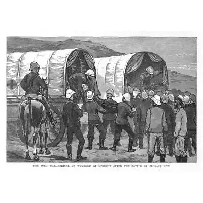 ZULU WAR Arrival Of Wounded After Battle Of Hlobane Hill - Antique Print 1879 • £9.99