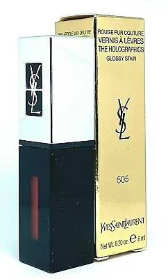  Yves Saint Laurent Vernis A Levres The Holographics Glossy Stain 505 Video Red • £17.99