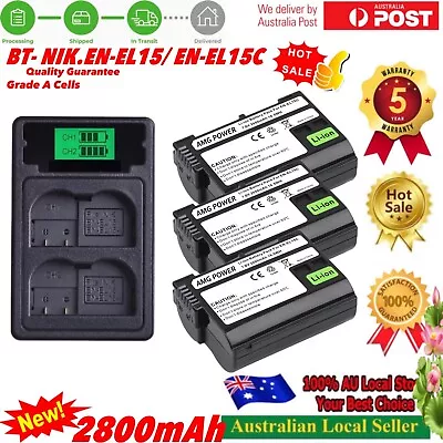 3x 2800mAh Battery EN-EL15C + Dual Changer For Nikon 1 V1 D600 D750 D7000 D7200 • $95.60