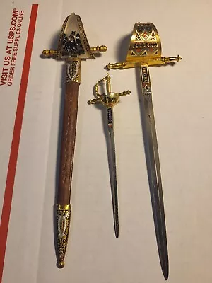 Lot 3 Toledo Miniature Sword Letter Opener Vintage Spain • $45