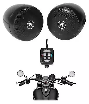 (2) Rockville RockNRide 3  Powered Bluetooth Metal Motorcycle Handlebar Speakers • $89.95