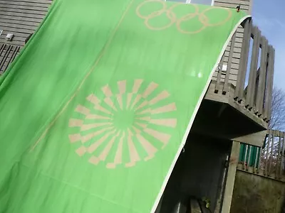 Authentic Vtg 1972 Munich Olympics Green Banner HUGE!! 8' W X 22'8  L Otl Aicher • $499