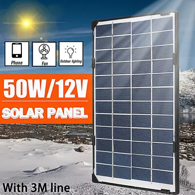 12V 50W Solar Panel Set Outdoor Camping Hiking Maintain Battery Car Charger UK  • £12.77