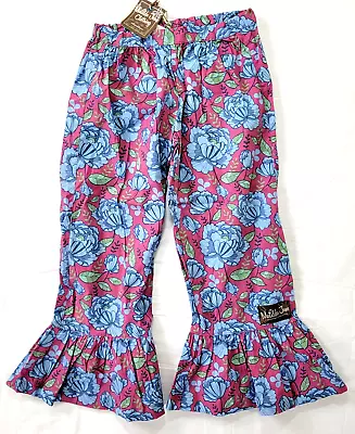 Matilda Jane Girls Pants NEW NWT Size 8 Purple With Blue Flowers Floral Cotton • $19.99