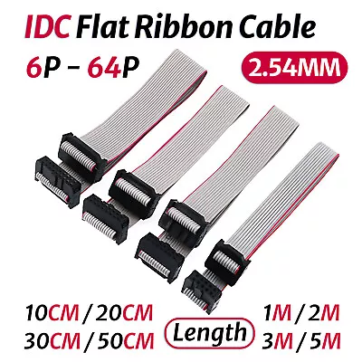 IDC 6-64 Pin Flat Ribbon Cable Female Connector 2.54MM Pitch Length 10CM - 5M • $2.15