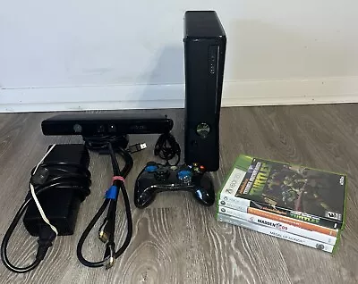 Microsoft XBOX 360 SLIM Black Console Bundle Xbox 360S With 4 Games TESTED Works • $129.99