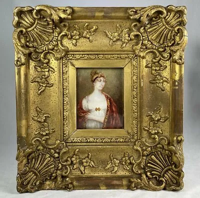 Antique UK Portrait Miniature Tiara Empire Era ID'd Lady Hill (b 1779) Frame • $1046.25