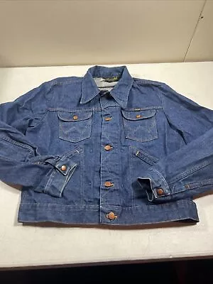 Vintage 70s Wrangler Western Jean Denim Trucker Jacket Men's 44 USA Made • $79.98