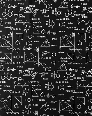 RK220 Chemistry Science Math Trig Mathematical Equations Cotton Quilt Fabric • $12.97