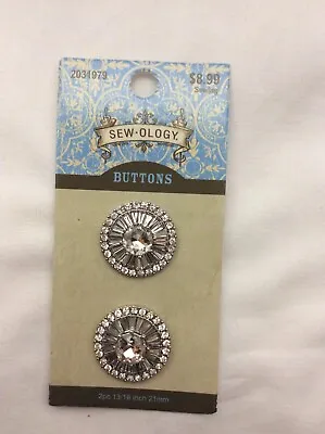 $7.99 • Buy Sew-ology Silver Rhinstone Shank Buttons 21mm