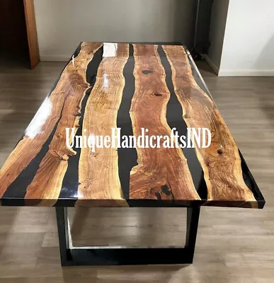 Black Epoxy Table Dining Acacia Wooden Epoxy Resin Dining Table Coffee Table • $356