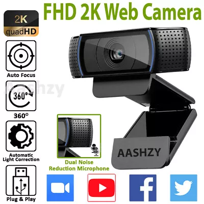 Webcam 1080p Autofocus USB 2K Web Camera With Microphone FULL HD Web Cam PC MAC • $17.69