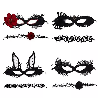 Women Masquerade Mask Choker Set Gothic Costume Accessory For Halloween Carnival • $14.99