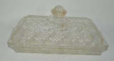 Vintage AVON Pressed Clear Glass Cape Cod Butter Dish W Lid Waves Pattern Cover • $12.35