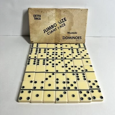 $23.99 • Buy Vintage PUREMCO Jumbo Size Giant Face Marblelike Dominoes #1432 Extra Thick