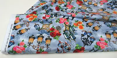 Michael Miller Quilt-craft Fabric CITY OF LIGHTS Silver 2 Yds (dcx-11670) London • $10.77