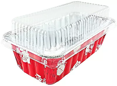 Handi-Foil 2 Lb. Red Snowman Holiday Christmas Loaf Bread Pan W/Clear Dome Lids • $26.99