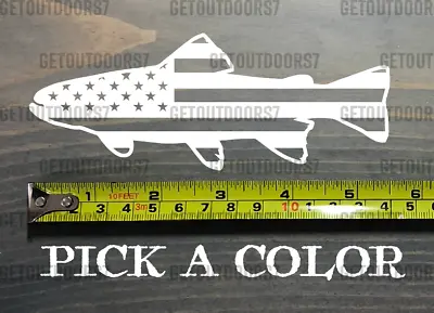 Fly Fishing Sticker Decal Trout 5.5  Sage Simms Fishing Orvis Redington USA Flag • $4.99