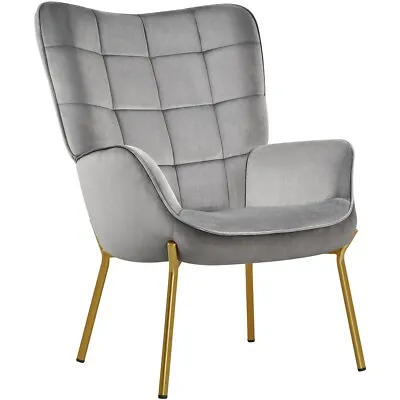 Mid-century Modern Velvet Accent Chair With Golden Metal Legs For Living Room • $121.99