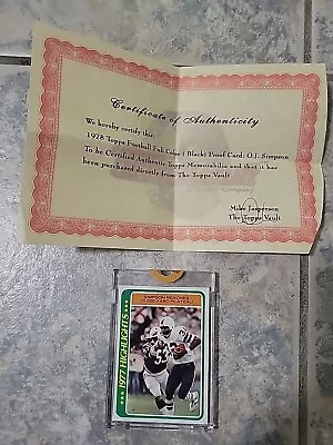 1978 Topps Football O.J. Simpson Vault Black Proof Card • $125
