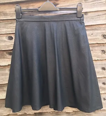 M&S Marks Spencer Black Perforated Leatherette Leather Look PVC Skirt 10 • £5