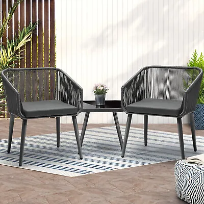 Livsip Outdoor Furniture 3 Piece Lounge Setting Chairs Side Table Bistro Set Pat • $259.90