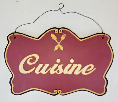 Wooden Kitchen Decor  Cuisine  Sign - Painted Dark Red 11  X 7  - FREE SHIPPING • $12.99