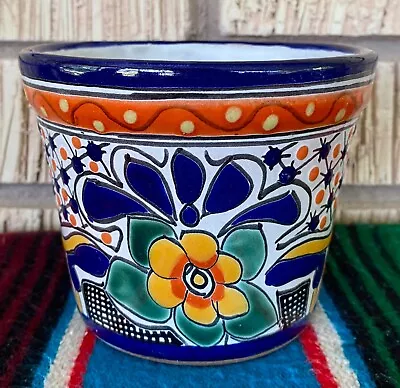Mexican Ceramic Flower Pot Planter Folk Art Pottery Handmade Talavera #5 • $19.99
