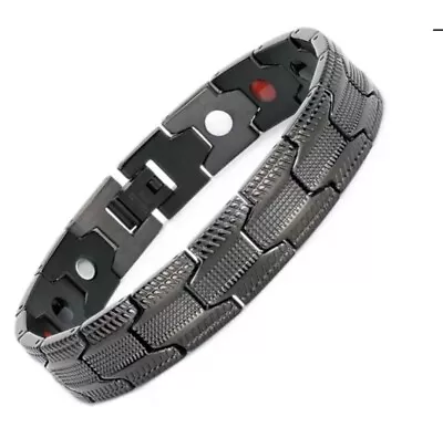 MENS STAINLESS STEEL 4in1 BIO MAGNETIC BRACELET HEALING ARTHRITIS PAIN RELIEF • £14.89