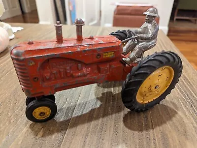 VINTAGE 1950s SLIK 1/16 MASSEY HARRIS 44 TRACTOR W/ MAN  FARM TOY • $33