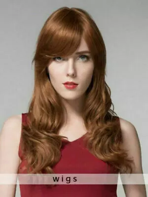 100% Real Hair! New Fashion Sexy Women's Long Orange Brown Wavy Human Hair Wigs • $38.75