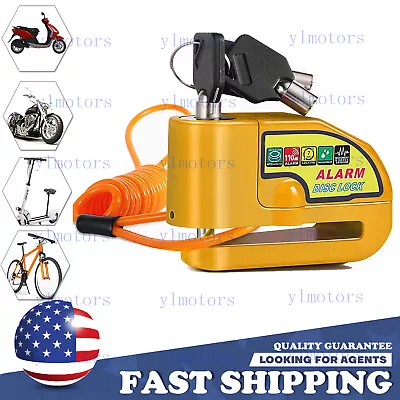 Yellow Motorcycle Alarm Disc Lock Brake Security Disk Rotor Dirt Bike Bicycle • $19.99